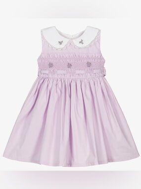 Beau Kid Girls Purple Cotton Smocked Dress (Size: 18-24M)